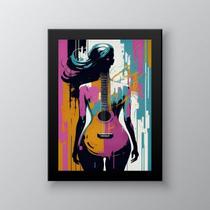 Quadro Decorativo Mulher Corpo Violão 24x18cm - com vidro