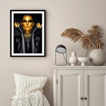 Quadro Decorativo Mulher Dourada Fayola Moldura Preta