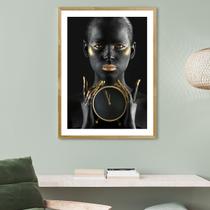 Quadro Decorativo Mulher Dourada Ouro Moldura Mel