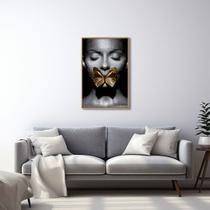 Quadro Decorativo Mulher e Borboleta com 1 Tela 50x75 60x90 e 80x120 de Parede para Escritório Banheiro Hall