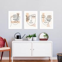 Quadro Decorativo Mulher Faces Abstratas Moldura Branca Quadro Decorativo Mulher Faces Abstratas Moldura Branca