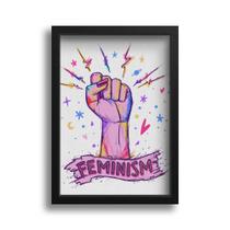 Quadro Decorativo Mulher Girl Power Feminismo Rosa A3 42x30