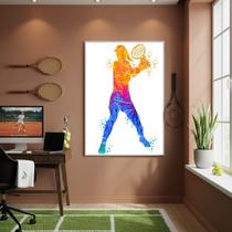 Quadro Decorativo Mulher Jogando Tênis-70x50cm Mold Preta Quadro Decorativo Mulher Jogando Tênis-70x50cm Mold Preta