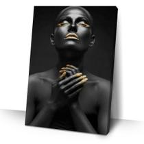 Quadro Decorativo Mulher Maquiagem Dourada Mãos 40x60 Sala Quadro Decorativo Mulher Maquiagem Dourada Mãos 40x60 Sala
