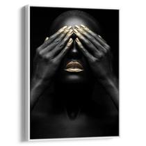 Quadro decorativo Mulher Negra com Toque de Ouro - Art Canvas