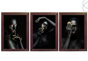 Quadro decorativo mulher negra dourada gold para sala Quadro decorativo mulher negra dourada gold para sala