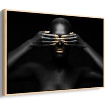 Quadro decorativo Mulher Negra Visão Encoberta em Ouro Brilhante - Art Canvas
