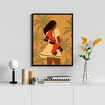 Quadro Decorativo Mulher Patins Boho 33x24cm - com vidro