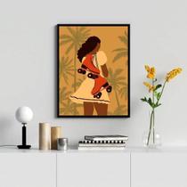 Quadro Decorativo Mulher Patins Boho 33x24cm - Com Vidro