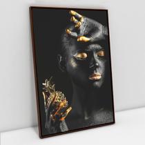 Quadro Decorativo Mulher Preto e Dourado em tela Canvas Quadro Decorativo Mulher Preto e Dourado em tela Canvas