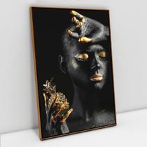 Quadro Decorativo Mulher Preto e Dourado em tela Canvas Quadro Decorativo Mulher Preto e Dourado em tela Canvas