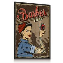 Quadro Decorativo Mulher Salão Barbearia Barbershop 43x63