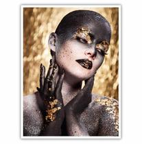 Quadro Decorativo Mulher Tons Preto e Gold 90x60 Sala Quarto Quadro Decorativo Mulher Tons Preto e Gold 90x60 Sala Quarto