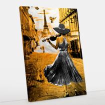 Quadro Decorativo Mulher Violino Paris - Canvas - Foto Paulista