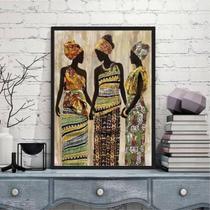 Quadro Decorativo Mulheres Africanas 33X24Cm Moldura Preta - Quadros On-Line