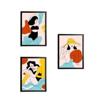 Quadro Decorativo Mulheres Vamos A La Playa 24X18Cm 3 Peças