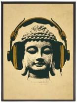 Quadro Decorativo Music Buda 33X24Cm Com Vidro Madeira Preta Quadro Decorativo Music Buda 33X24Cm Com Vidro Madeira Preta