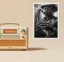 Quadro Decorativo Músico Jazz - Grafite 24x18cm Quadro Decorativo Músico Jazz - Grafite 24x18cm