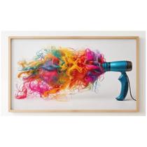 Quadro Decorativo N56 140X80cm - Panorâmico Secador Explosão de Cores - Madeira Clara - Rollflex Quadro Decorativo N56 140X80cm - Panorâmico Secador Explosão de Cores - Madeira Clara - Rollflex