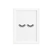 Quadro Decorativo Namorados - Cílios Moldura Branca 22x32cm