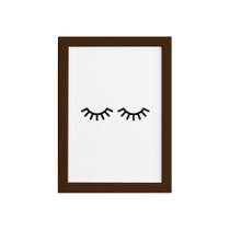 Quadro Decorativo Namorados - Cílios Moldura Marrom 33x43cm