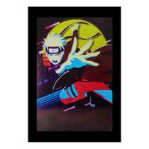 Quadro Decorativo Naruto com Moldura Preta e Vidro 30x20 Mdf Madeira Adesivada