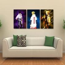 Quadro Decorativo Naruto Sasuke Minato Em Tecido Kit 3 Peças