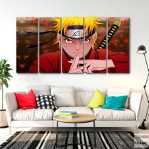 Quadro Decorativo Naruto Uzumaki - 5 peças 140x65