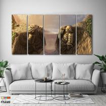 Quadro Decorativo Naruto Vale Do Fim 5 peças 140x65