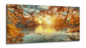 Quadro Decorativo Nascer do Sol Paisagem em Tecido Canvas 130x60 cm