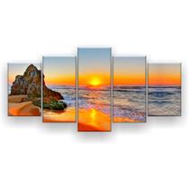 Quadro Decorativo Nascer Do Sol Pedras Tathra 129x61 5 Peças