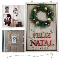 Quadro Decorativo Natalino Feliz Natal Guirlanda Com Bolinhas Comemoraçao Parede Porta Loja Casa Decorativo Sala Quato - LEVA PRA MALHAR