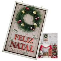 Quadro Decorativo Natalino Feliz Natal Guirlanda Com Bolinhas Decoraçao Advento Parede Porta loja Casa - Leva pro pet