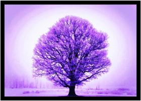 Quadro Decorativo Natureza Árvore Lilás Paisagem Abstrata Com Moldura RC175
