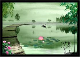 Quadro Decorativo Natureza Flor Rosa Lago Beija-Flor Paisagem Com Moldura RC159 Quadro Decorativo Natureza Flor Rosa Lago Beija-Flor Paisagem Com Moldura RC159