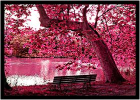 Quadro Decorativo Natureza Paisagem Árvore Lilás Rosa Com Moldura RC171