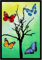 Quadro Decorativo Natureza Paisagem Borboletas Coloridas Com Moldura RC158 Quadro Decorativo Natureza Paisagem Borboletas Coloridas Com Moldura RC158