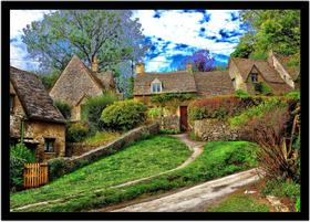 Quadro Decorativo Natureza Paisagem Casas De Campo Com Moldura RC151