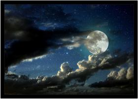 Quadro Decorativo Natureza Paisagem Céu Lua Salas Quartos Escritório Com Moldura R058