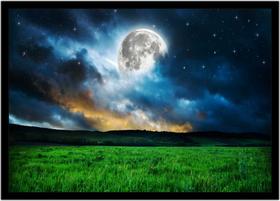Quadro Decorativo Natureza Paisagem Lua Campos Salas Quartos Escritório Com Moldura R034