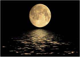 Quadro Decorativo Natureza Paisagem Lua Cheia Reflexão Salas Quartos Escritório Com Moldura RC124