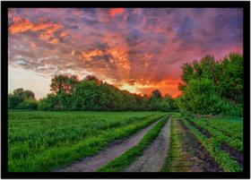 Quadro Decorativo Natureza Paisagem Pôr Do Sol Salas Quartos Escritório Com Moldura RC145