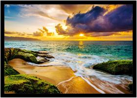Quadro Decorativo Natureza Paisagem Praia Pôr Do Sol Salas Quartos Escritório Com Moldura R050
