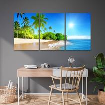 Quadro Decorativo Natureza Praia Céu azul 180x90 Sala Kit
