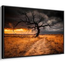 Quadro decorativo Natureza Solitária em Campos Dourados ao Crepúsculo - Art Canvas