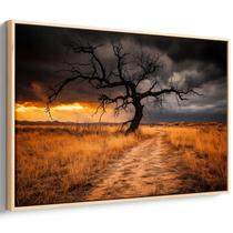Quadro decorativo Natureza Solitária em Campos Dourados ao Crepúsculo - Art Canvas