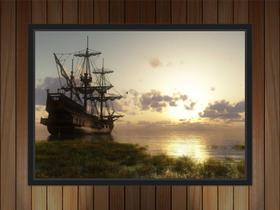 Quadro Decorativo Navio Embarcação Decorações Com Moldura Quadro Decorativo Navio Embarcação Decorações Com Moldura