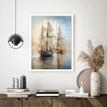 Quadro Decorativo Navios Mar Arte - 70x50cm Quadro Decorativo Navios Mar Arte - 70x50cm
