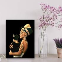 Quadro Decorativo Nefertiti Com Gato 45x34cm Quadro Decorativo Nefertiti Com Gato 45x34cm