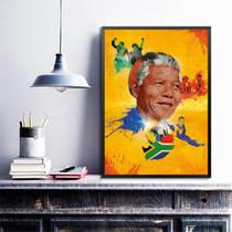 Quadro Decorativo Nelson Mandela- Arte 45x34cm - com vidro